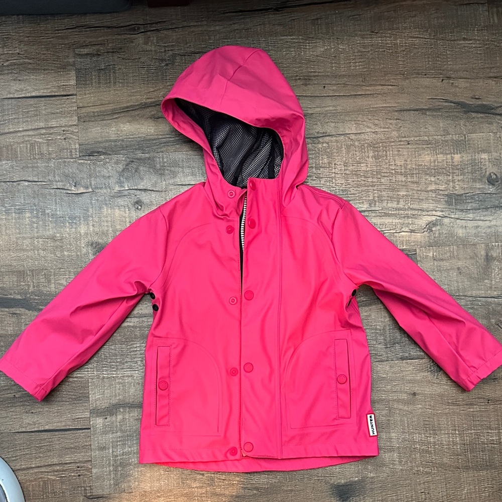 Kids Hunter Pink Hooded rain Jacket